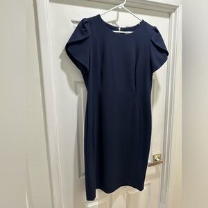 Calvin Klein-Sz 14-Navy Blue tulip sleeve shift dress